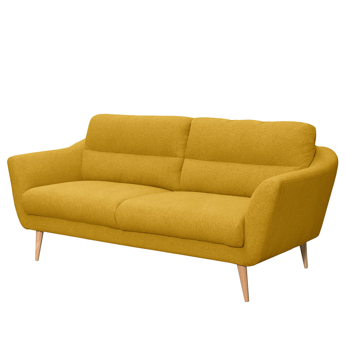 2,5-SITZER Webstoff Gelb  - Gelb/Buchefarben, Design, Holz/Textil (187/87/88cm) - Livetastic