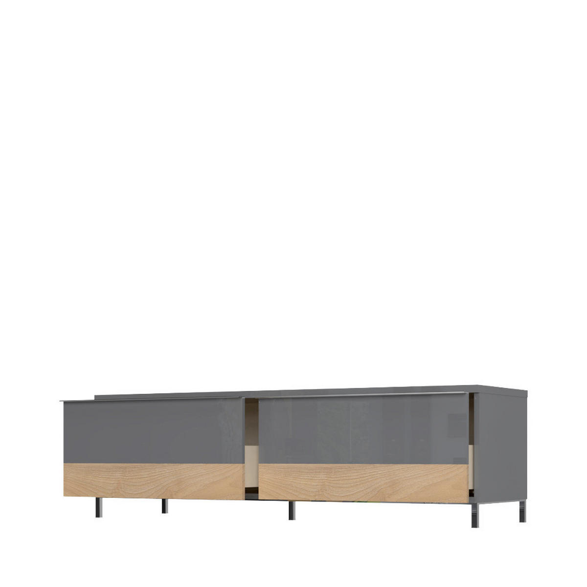 TV KOMODA boja oraha, antracit visoki sjaj  - boja oraha/boja nikla, Dizajnerski, metal/pločasti materijal (152/46/45cm)