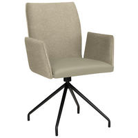 ARMLEHNSTUHL  in Stahl Mikrofaser  - Creme/Schwarz, Design, Textil/Metall (60/91/60cm) - Moderano