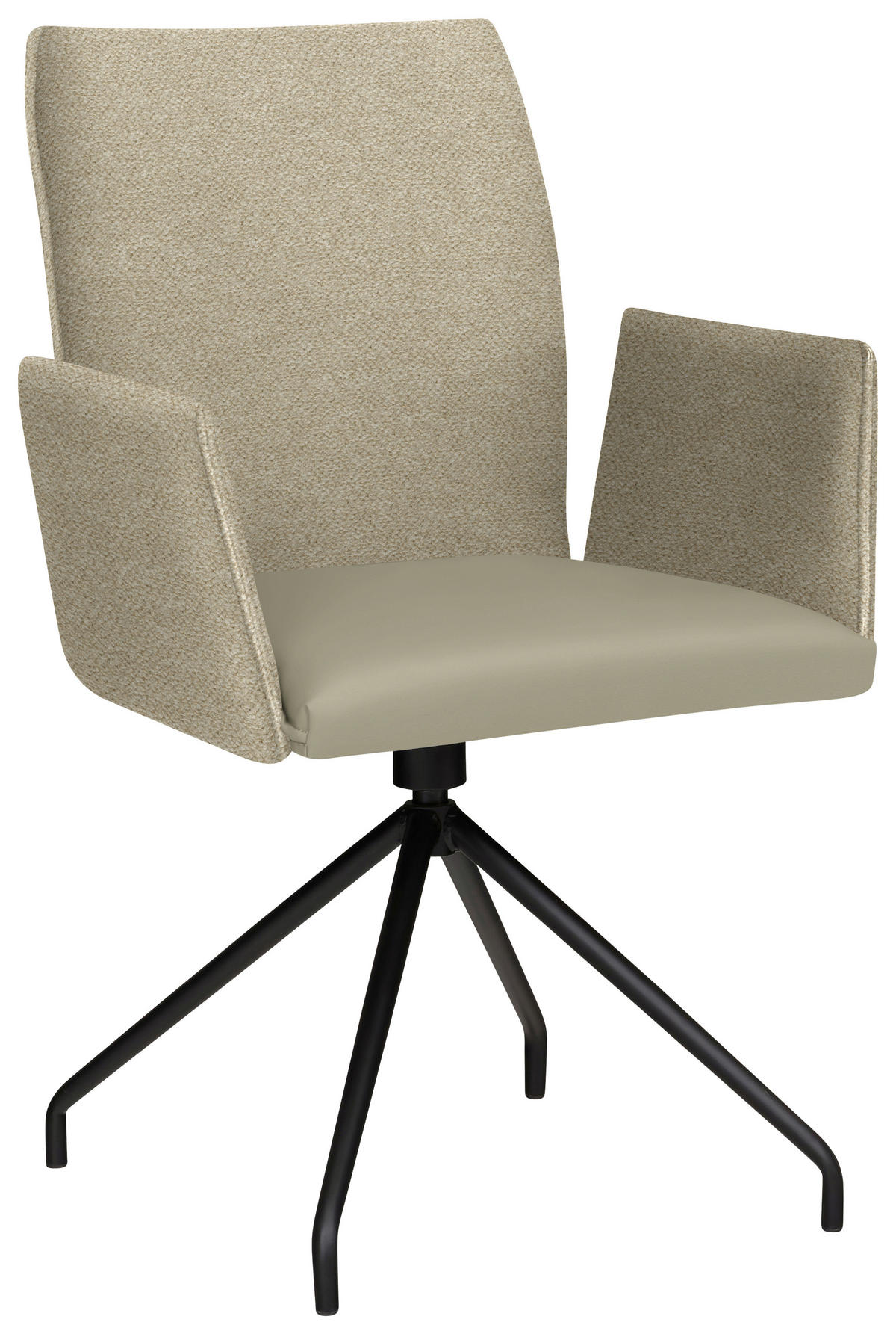 ARMLEHNSTUHL  in Stahl Mikrofaser  - Creme/Schwarz, Design, Textil/Metall (60/91/60cm) - Moderano