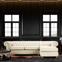 ECKSOFA Mikrofaser Creme  - Creme/Braun, Design, Holz/Textil (284/182cm) - P & B