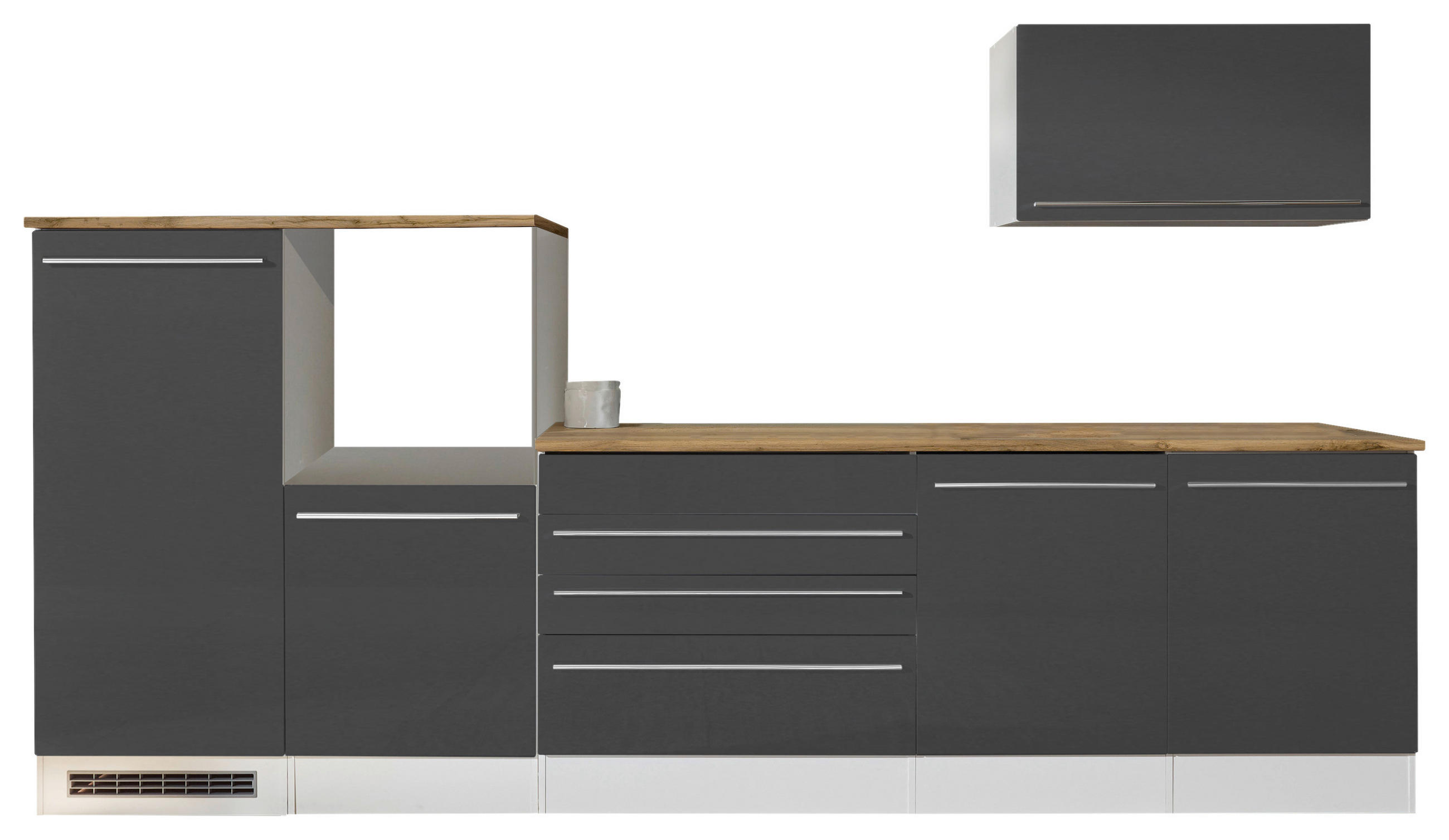 KÜCHENLEERBLOCK 320 cm   in Weiß, Grau Hochglanz  - Wildeiche/Grau Hochglanz, Basics, Holzwerkstoff/Metall (320cm) - Respekta