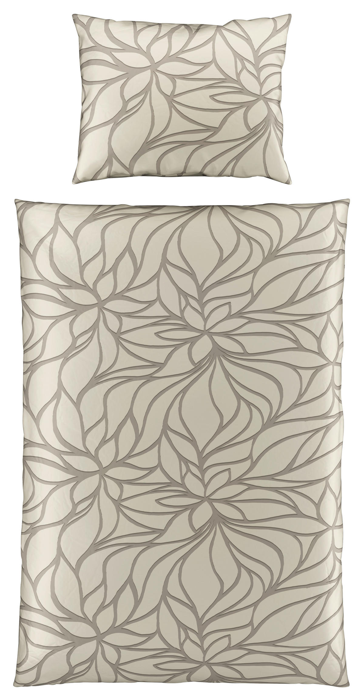 POSTELJINA FLEUR 140/200 cm saten siva, sivozelena  - siva/sivozelena, Konvencionalno, tekstil (140/200cm) - Boxxx