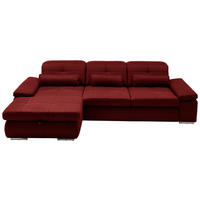 ECKSOFA  in Flachgewebe Dunkelrot  195/309 cm  - Chromfarben/Dunkelrot, Design, Textil (195/309cm) - Beldomo Style