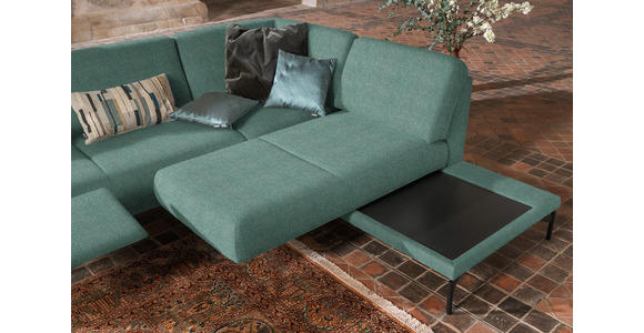 ECKSOFA in Flachgewebe, Struktur Türkis  - Türkis/Anthrazit, Design, Textil/Metall (254/230cm) - Ambiente