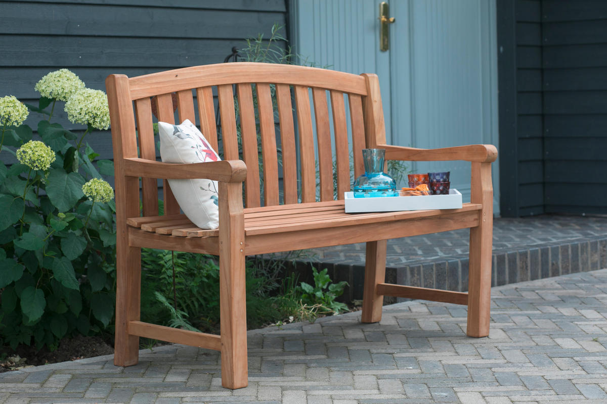 GARTENBANK 120/57/94 cm Teakholz   - Naturfarben, Basics, Holz (120/57/94cm) - Gardenson