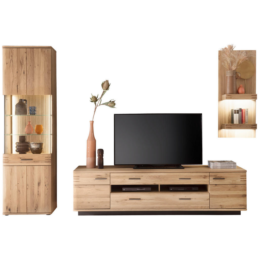 Wohnkombination Teilmassiv 3 --Teilig. Salvador Anthrazit/eiche