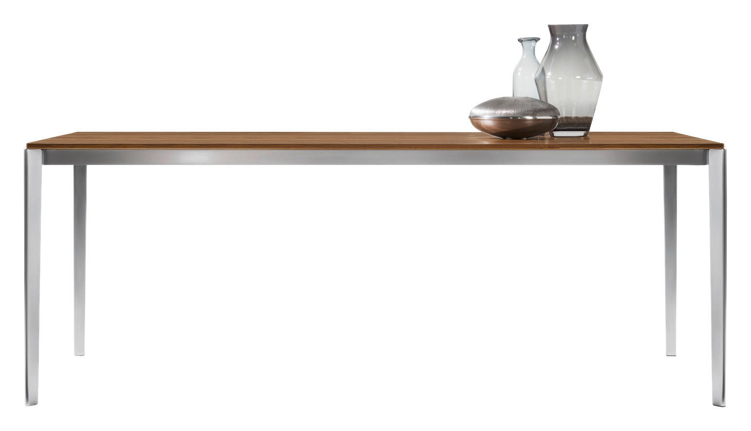 ESSTISCH in Holz, Metall 160(260)/100/75 cm  - Edelstahlfarben/Nussbaumfarben, Design, Holz/Metall (160(260)/100/75cm) - Team 7