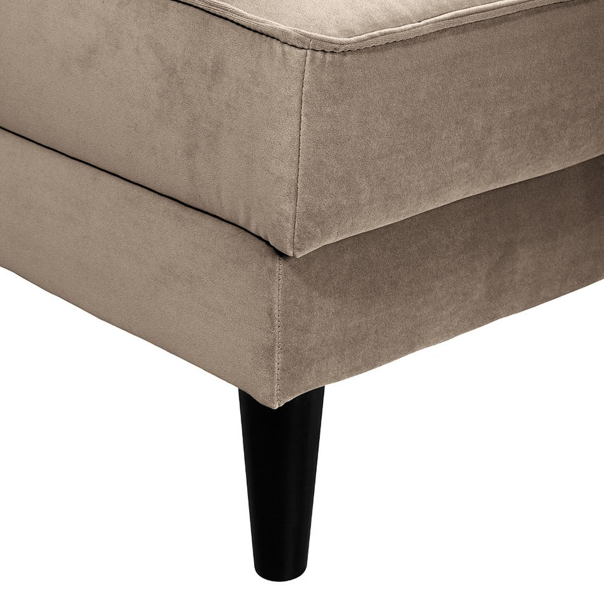 ECKSOFA in Samt, Velours Hellgrau  - Wengefarben/Hellgrau, Modern, Holz/Textil (201/85/260cm) - Trendmanufaktur