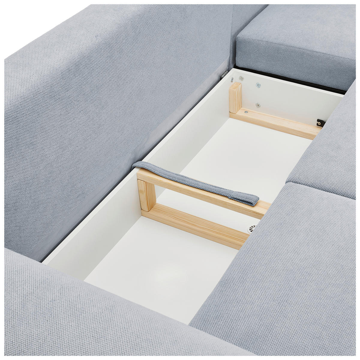 ECKSOFA Hellgrau Webstoff  - Hellgrau/Naturfarben, KONVENTIONELL, Holz/Textil (250/145cm) - Carryhome