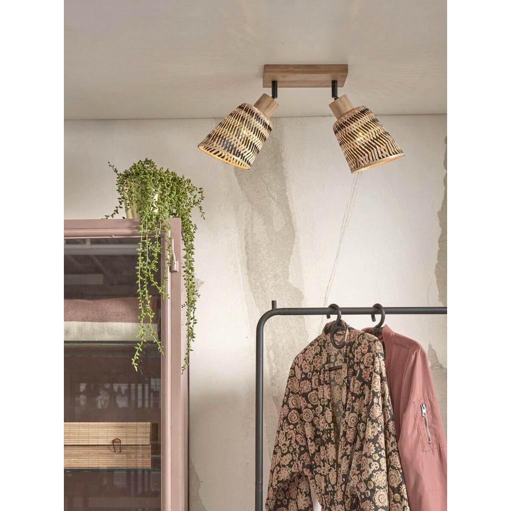 Thumbnail - Good & Mojo Deckenleuchte Good&Mojo,Natur, Schwarz, 15x24x28 cm, LED-Leuchtmittel austauschbar, Lampen & Leuchten, Innen...