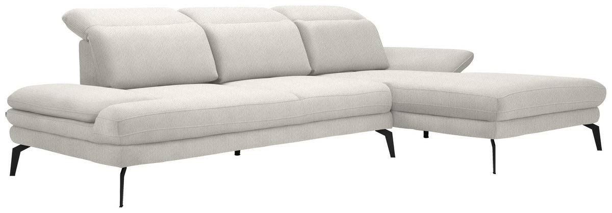 ECKSOFA in Webstoff Creme  - Creme/Schwarz, Design, Textil/Metall (289/180cm) - Stylife