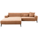 ECKSOFA in Flachgewebe Rostfarben  190/285 cm  - Rostfarben/Schwarz, Design, Textil/Metall (190/285cm) - Johann Jakob