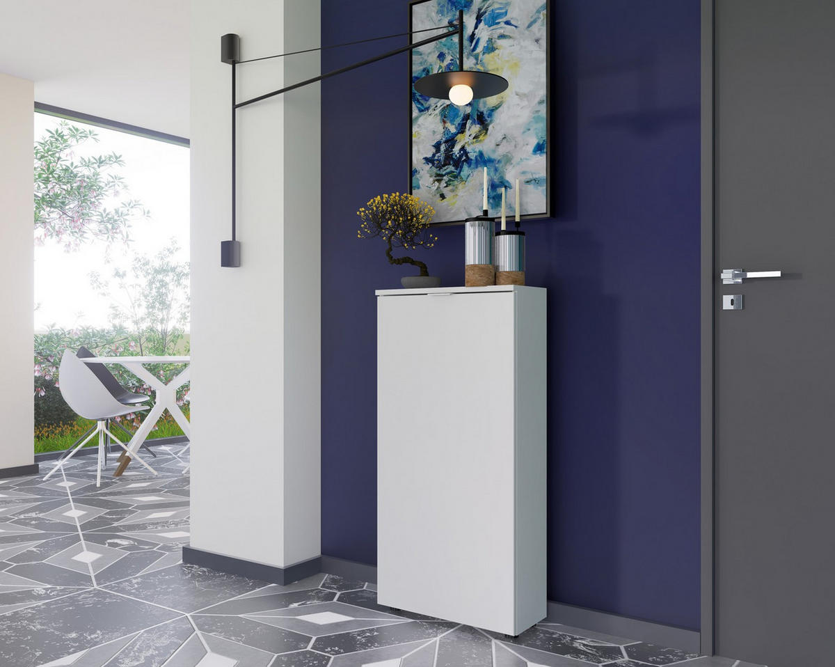 SCHUHSCHRANK  in 50/103/22 cm  - Schwarz/Weiß, Design, Holzwerkstoff/Metall (50/103/22cm) - Livetastic