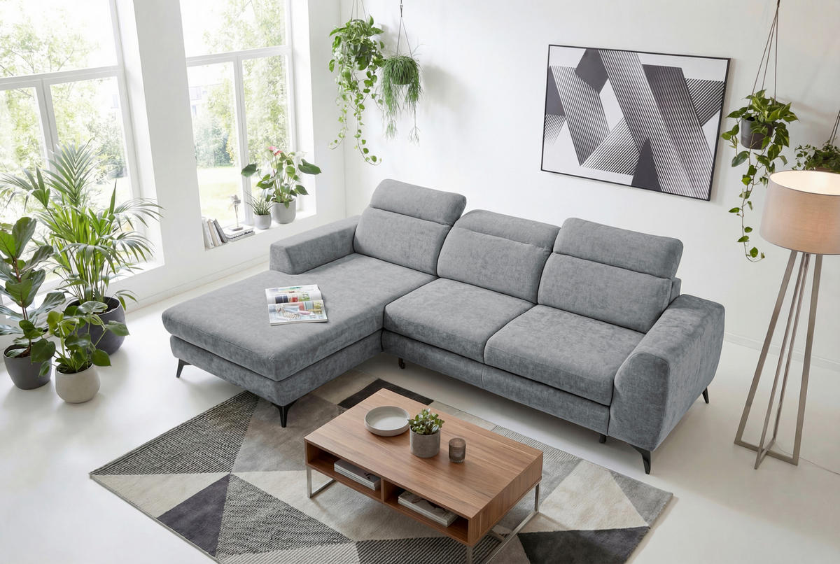 ROHOVÁ SEDAČKA, textil, antracitová - černá/antracitová, Basics, kov/textil (191/264cm) - Livetastic