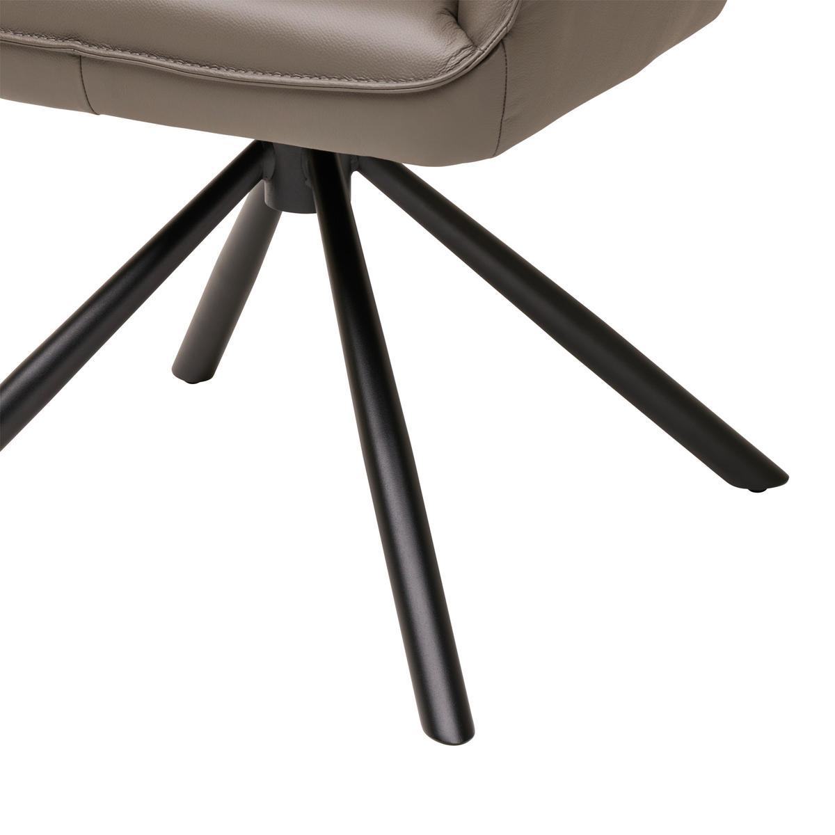 Armlehnstuhl Leder Grau  Sitzfläche 360° drehbar, automatische Rückholfunktion  Echtleder  Grau  - Schwarz/Grau, MODERN, Leder/Metall (58,5/87,5/61cm) - Livetastic