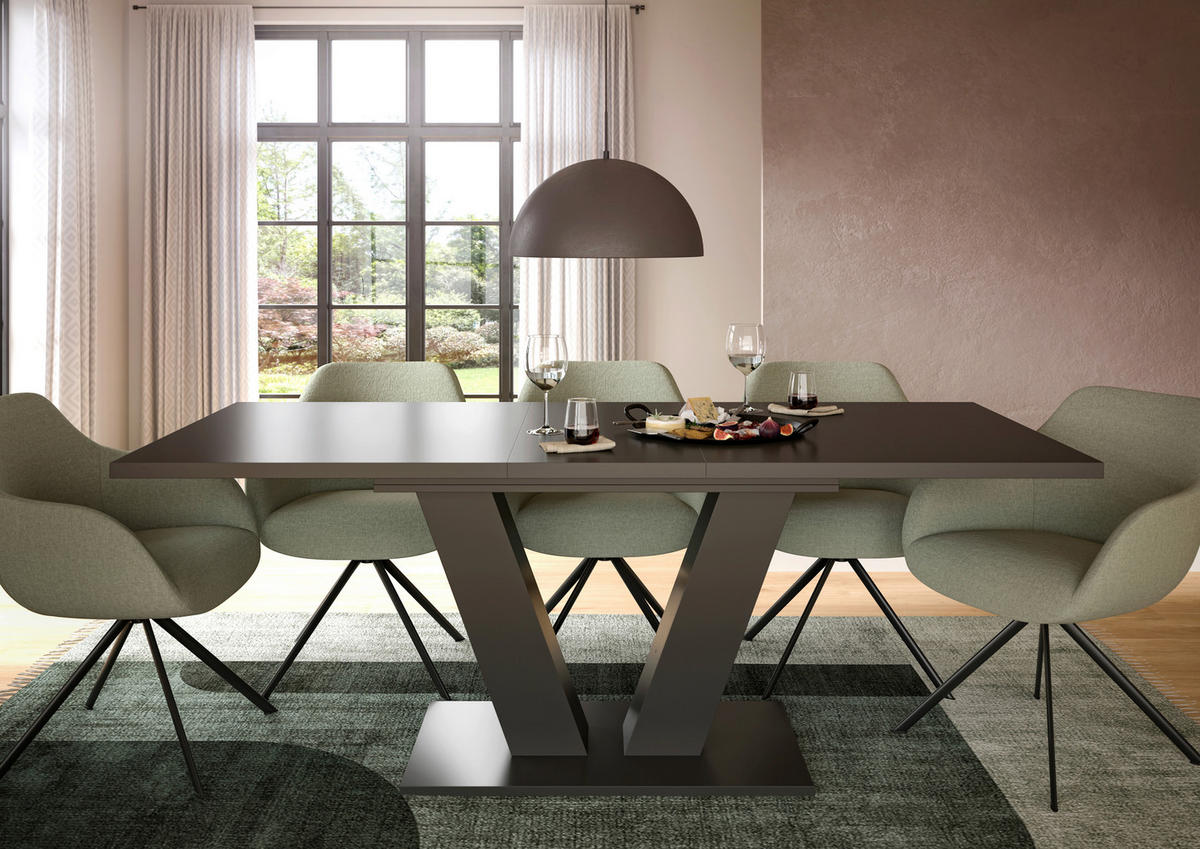 RAZTEGLJIVA MIZA, siva  - siva, Trend, leseni material (150-190/90/75cm)