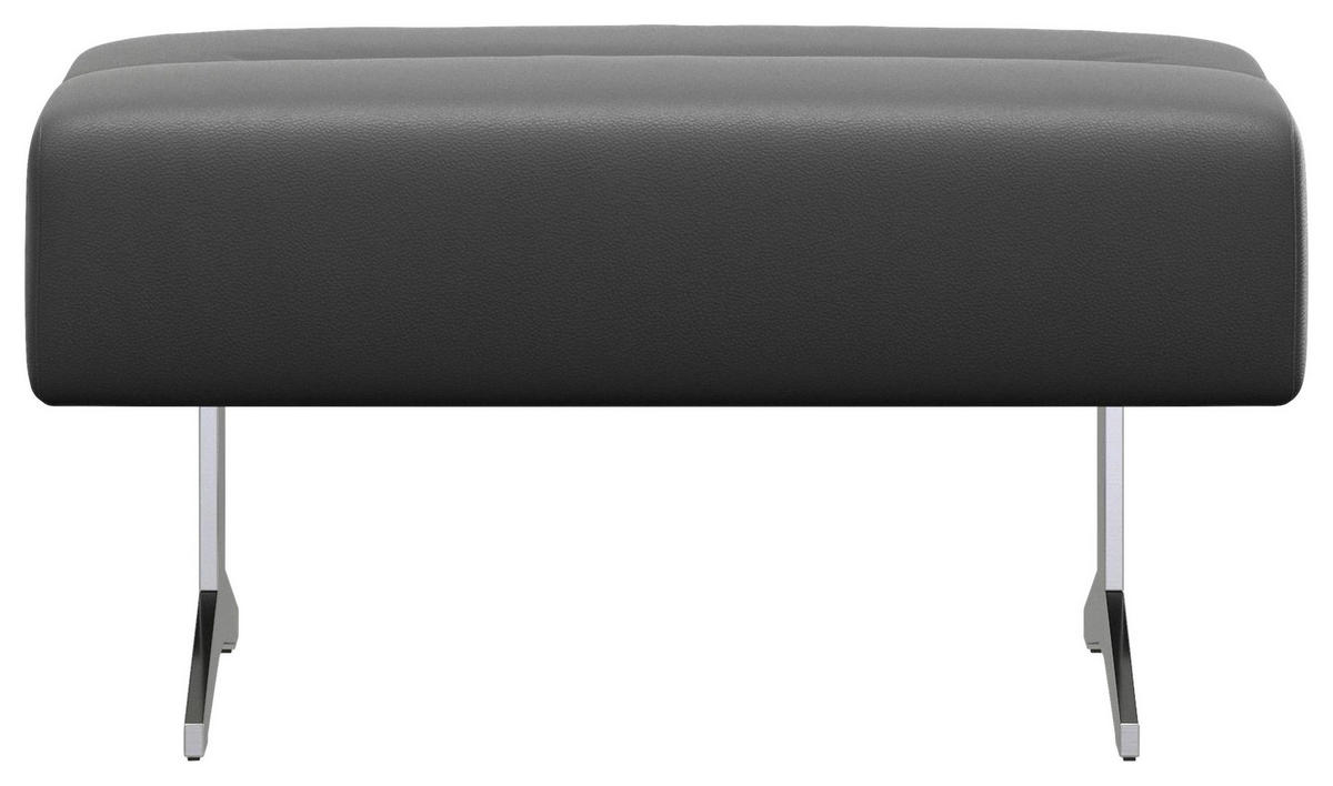 HOCKER Echtleder Dunkelgrau  - Chromfarben/Dunkelgrau, Design, Leder/Metall (90/44/57cm) - Stressless
