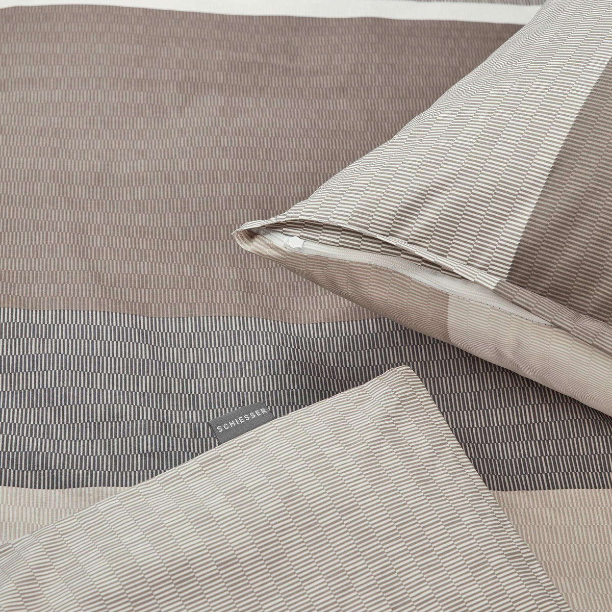 BETTWÄSCHE 2-teilig ENDY STRIPES Renforcé 135/200 cm  - Grau, Basics, Textil (135/200cm) - Schiesser