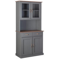 BUFFET  in massiv Kiefer Braun, Grau  - Braun/Grau, KONVENTIONELL, Glas/Holz (90/190/45cm) - MID.YOU