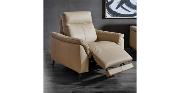 SESSEL in Echtleder Beige - Beige/Schwarz, Design, Leder/Metall (107/105/98cm) - Emilio Belluti