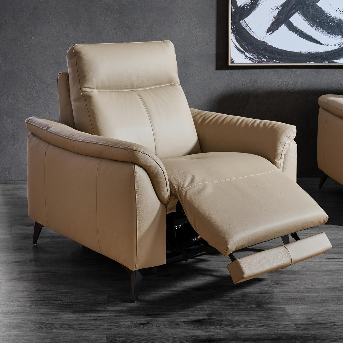 SESSEL Echtleder Beige    - Beige/Schwarz, Design, Leder/Metall (107/105/98cm) - Emilio Belluti