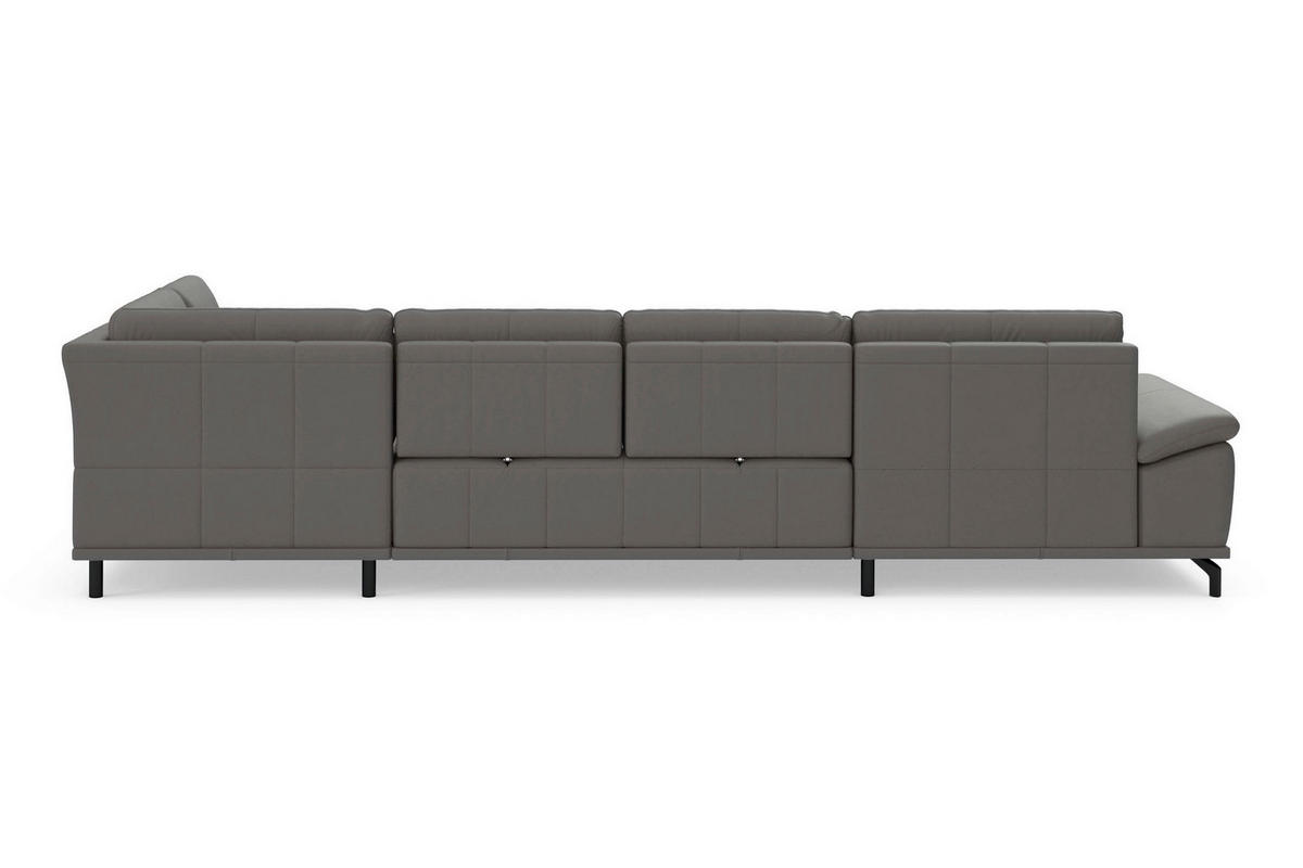 WOHNLANDSCHAFT COSTELLO E Mokka Echtleder  - Schwarz/Mokka, Basics, Leder/Metall (176/363/223cm) - Sit & More