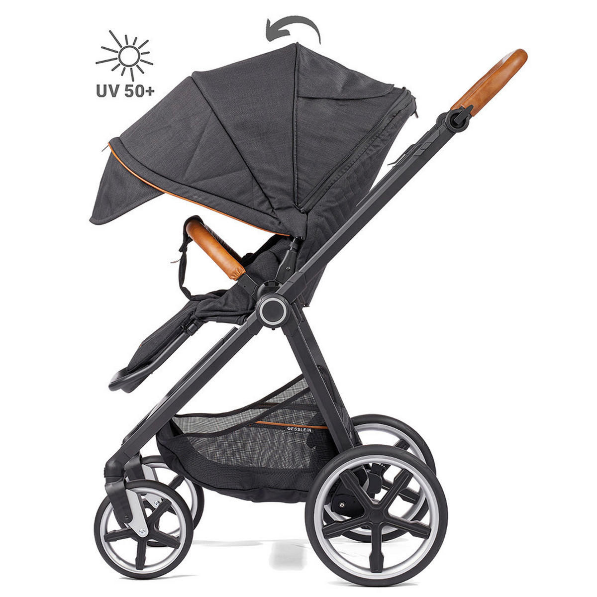 KINDERWAGENSET  Fusion Panorama Lyx Set inkl. Wickeltasche  Schwarz  - Schwarz, Basics, Metall (57/129/100cm) - Gesslein