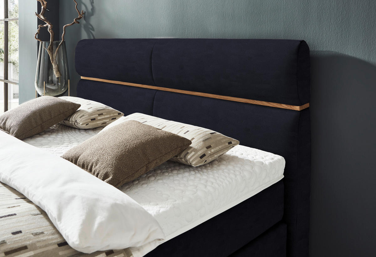 BOXSPRINGBETT 180/200 cm  in Schwarz, Eichefarben  - Eichefarben/Schwarz, KONVENTIONELL, Holz/Kunststoff (180/200cm) - Dieter Knoll