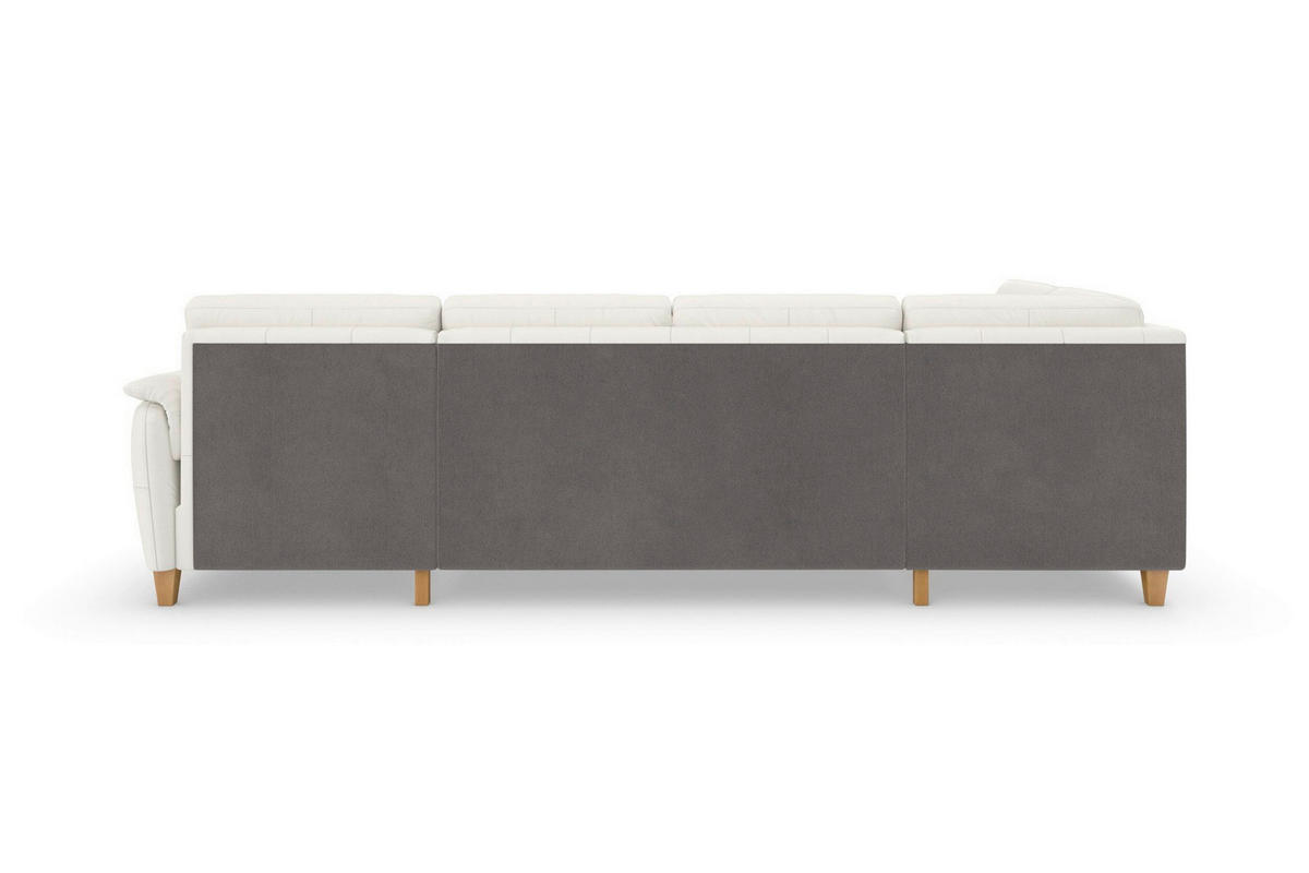 WOHNLANDSCHAFT PALMERA E in Echtleder Weiß  - Eichefarben/Weiß, Basics, Leder/Holz (212/308/163cm) - Sit & More