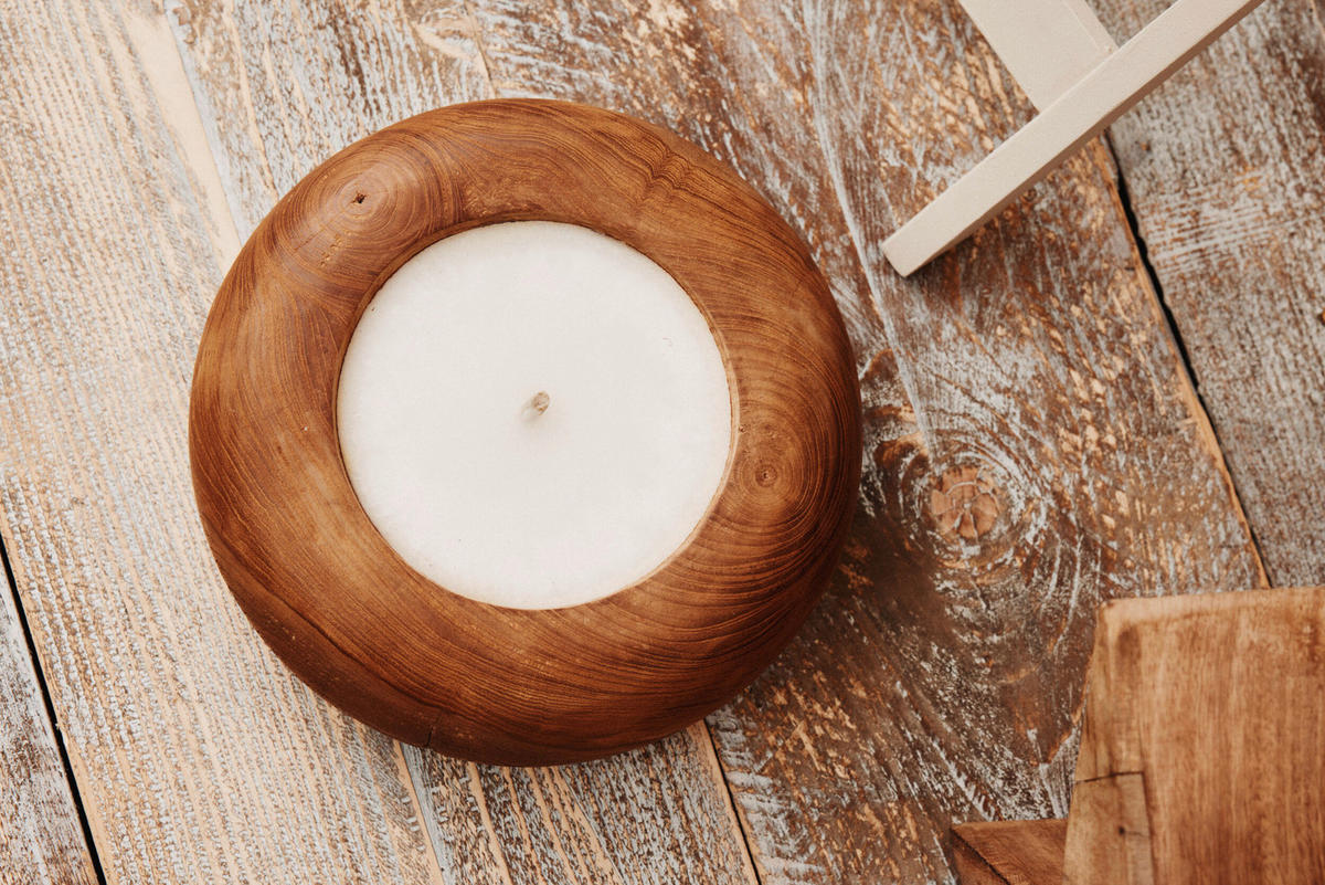 OUTDOORKERZE - Naturfarben/Weiß, Basics, Naturmaterialien/Holz (30/10cm) - FYNCH-HATTON