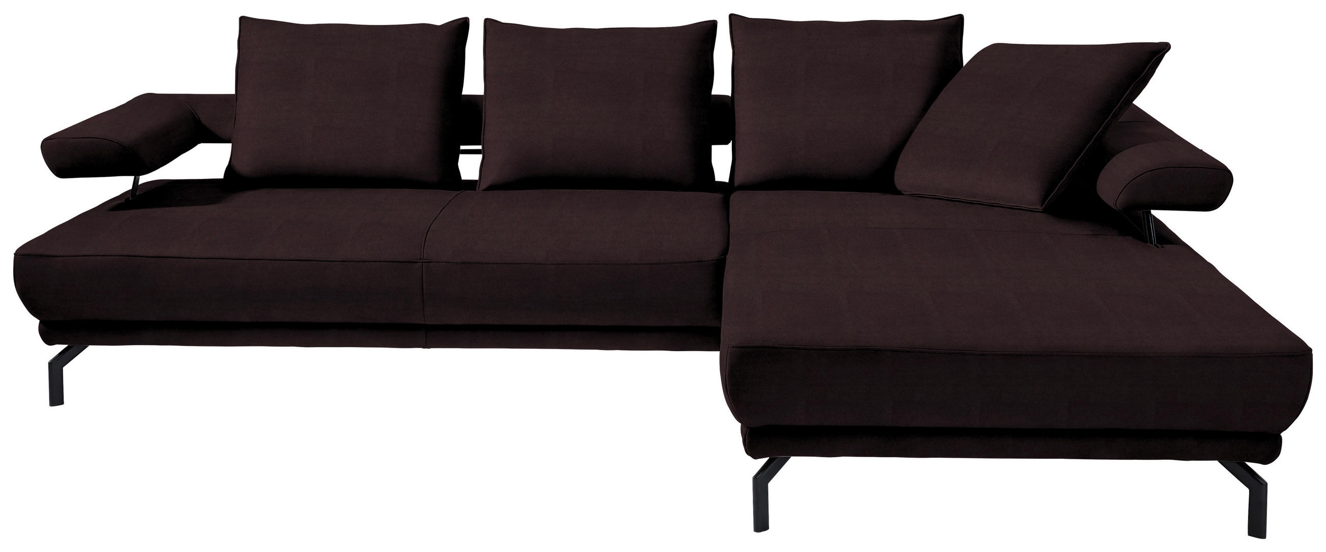 ECKSOFA in Mikrofaser Dunkelbraun  305/224 cm  - Dunkelbraun/Schwarz, Design, Textil/Metall (305/224cm) - Dieter Knoll