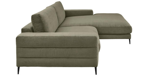 ECKSOFA in Feincord Olivgrün  - Schwarz/Olivgrün, Design, Textil/Metall (293/207cm) - Dieter Knoll