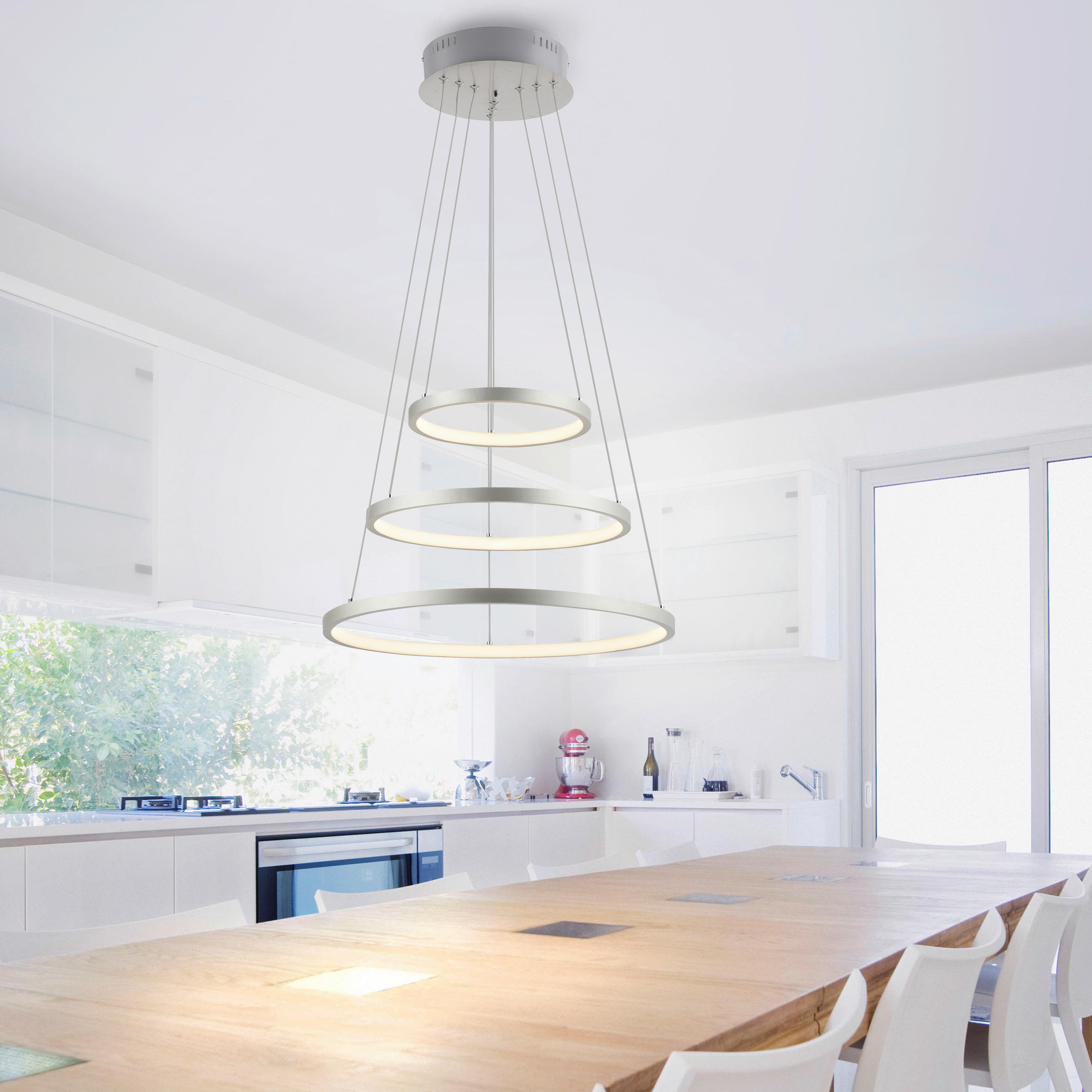 LED-HÄNGELEUCHTE 50 cm  - Nickelfarben, Trend, Kunststoff/Metall (50cm) - Novel