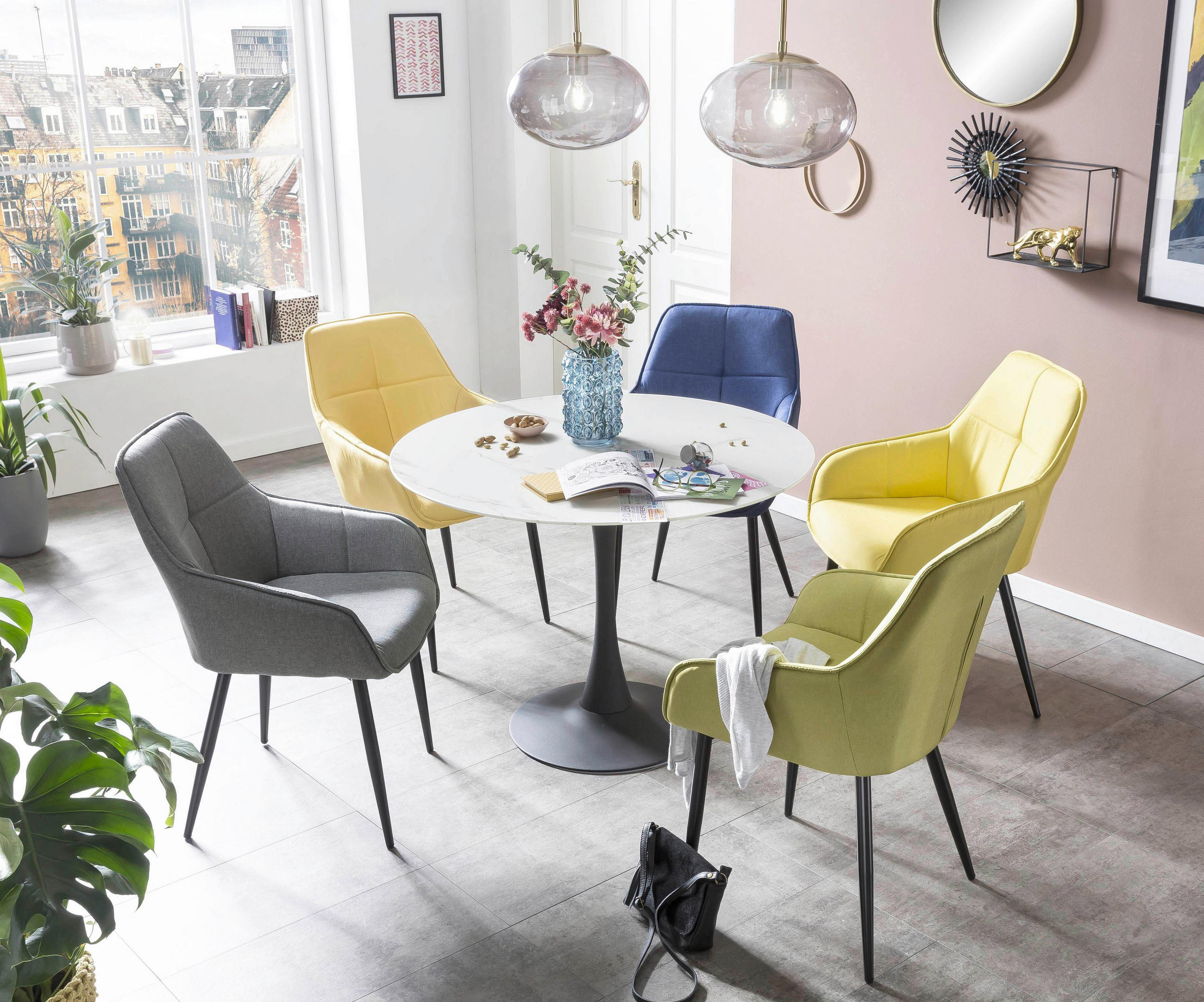 STOL MED ARMSTÖD  - grön/svart, Design, metall/textil (55/86/46cm) - Livetastic