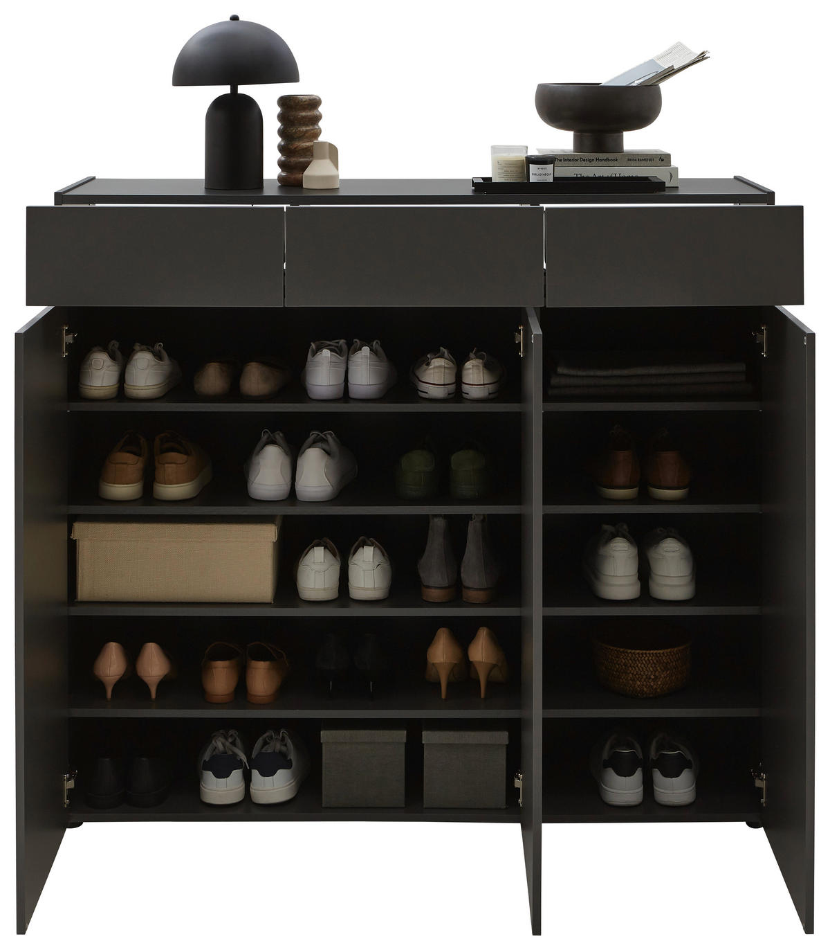 GARDEROBE 4-teilig  in 185/199/40 cm  - Graphitfarben, Design, Holzwerkstoff (185/199/40cm) - Voleo