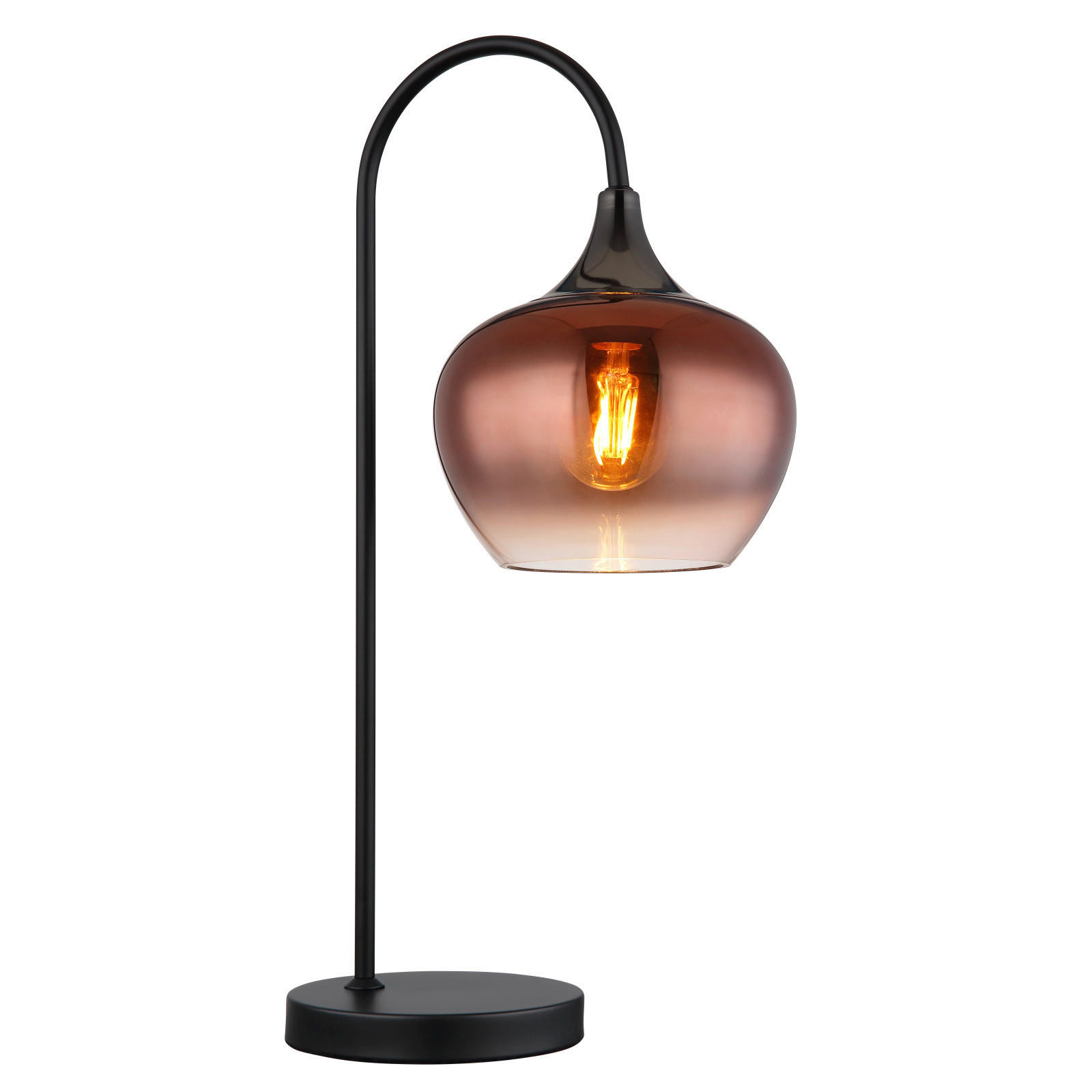 STOLNÁ LAMPA, E27, 27,5/16/54 cm - číra/čierna, Basics, kov/sklo (27,5/16/54cm) - Globo