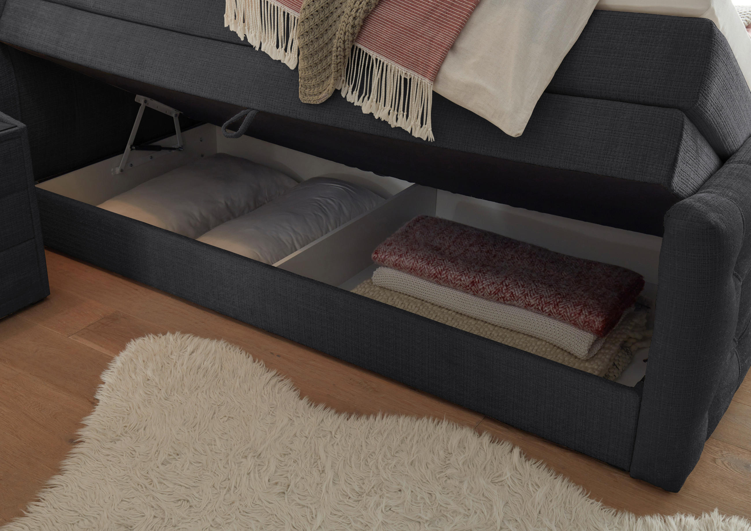 BOXSPRINGBETT 180/200 cm  in Schwarz  - Schwarz, Modern, Holzwerkstoff/Kunststoff (180/200cm) - MID.YOU