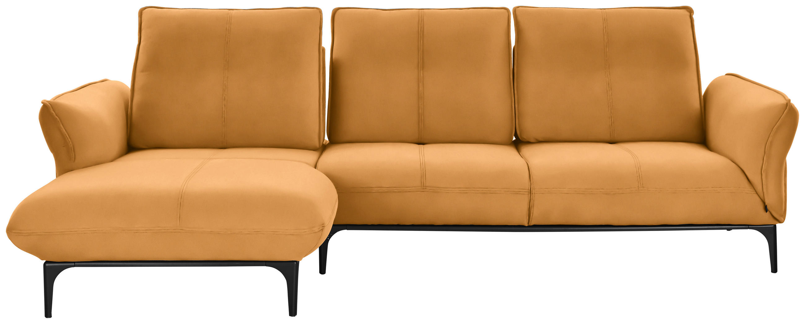 ECKSOFA in Echtleder Gelb  182/277 cm  - Gelb/Schwarz, Natur, Leder (182/277cm) - Valnatura