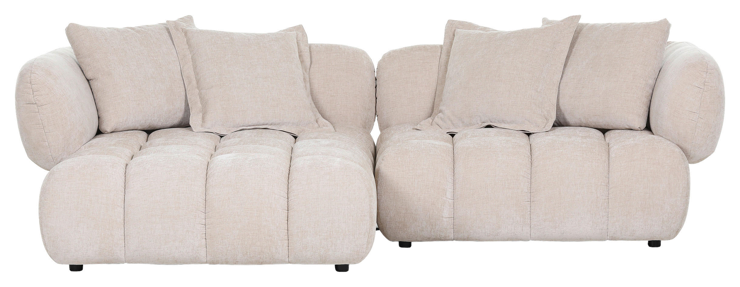 ECKSOFA Beige Flachgewebe  - Beige/Schwarz, KONVENTIONELL, Kunststoff/Textil (156/262cm) - Carryhome