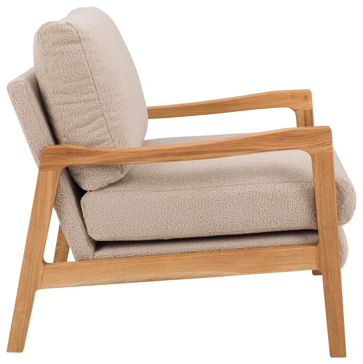 SESSEL Teddystoff Eichefarben, Beige    - Eichefarben/Beige, Design, Holz/Textil (75/83/86cm)