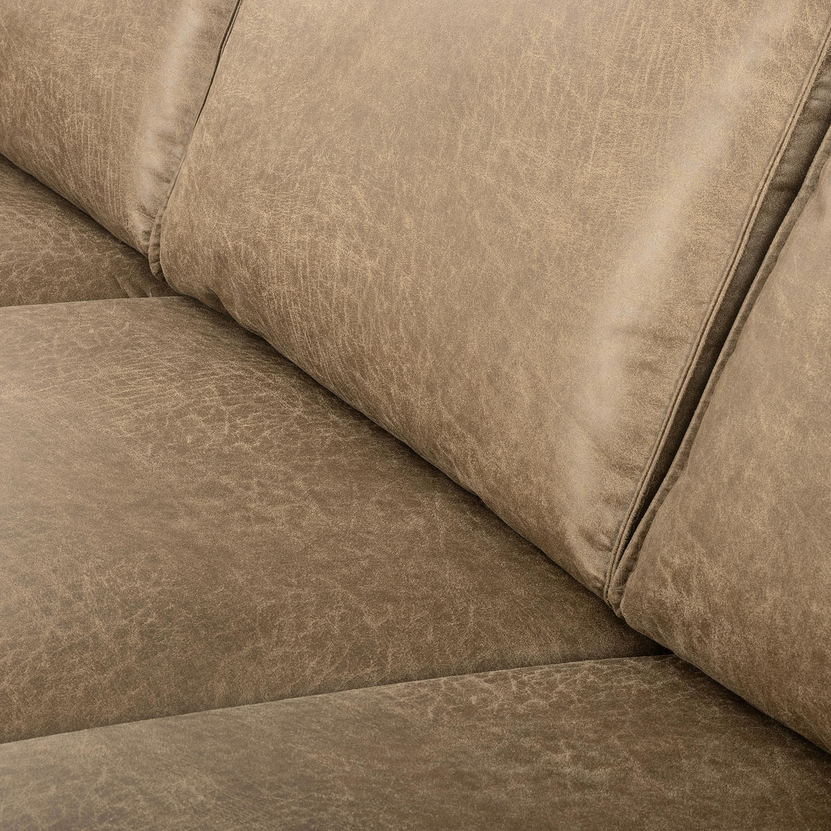 ECKSOFA Graubraun Echtleder Lederlook Rücken echt  - Graubraun/Schwarz, Design, Leder/Textil (166/238cm) - Livetastic