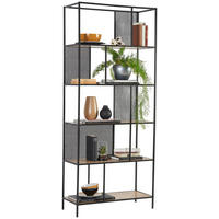 REGAL Schwarz, Eichefarben  - Eichefarben/Schwarz, Trend, Holzwerkstoff/Metall (76/180/33cm) - Xora