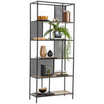 REGAL  76/180/33 cm Schwarz, Eichefarben  - Eichefarben/Schwarz, Trend, Holzwerkstoff/Metall (76/180/33cm) - Xora