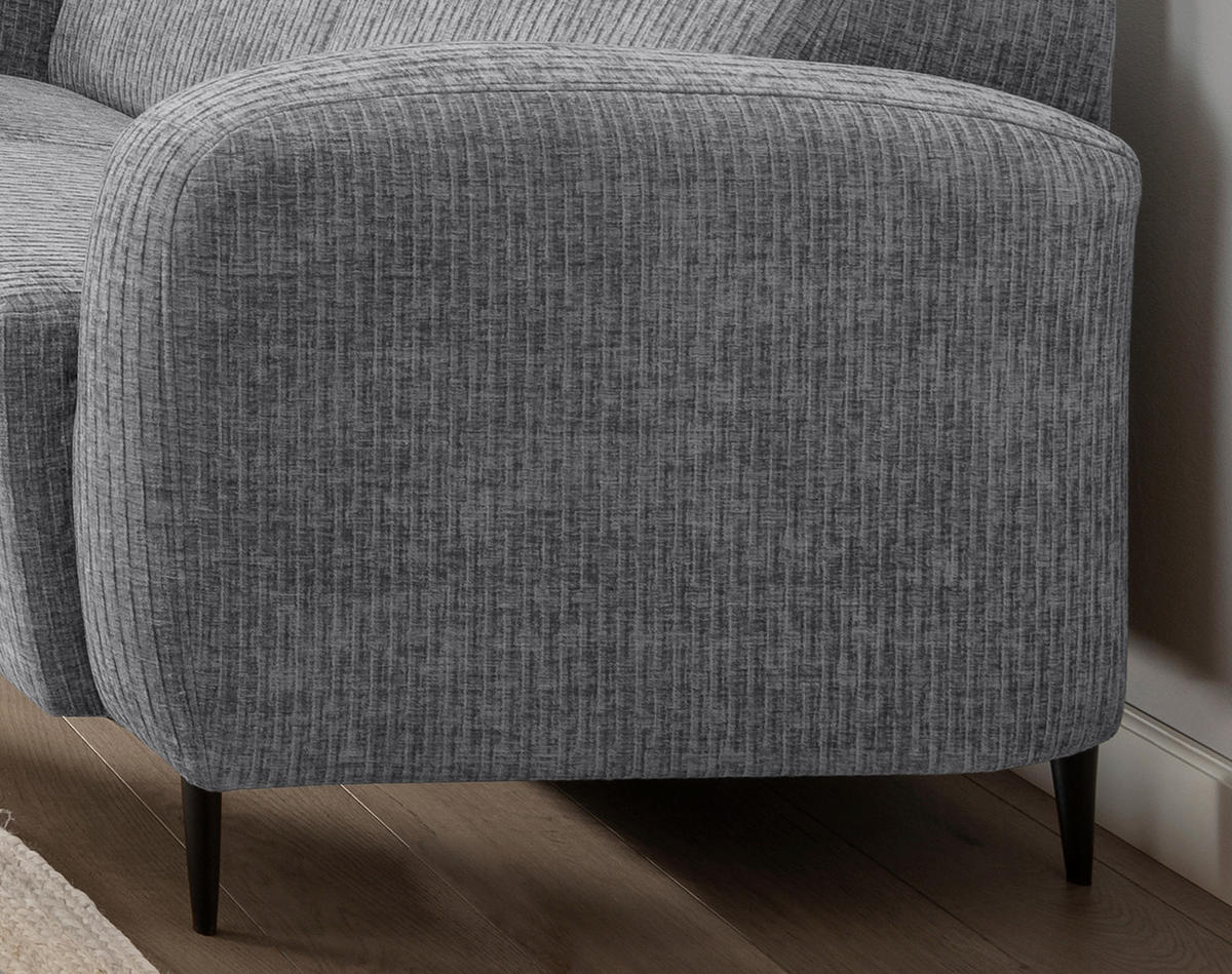 2-SITZER-SOFA in Mikrofaser Grau  - Schwarz/Grau, Modern, Textil/Metall (140/76/90cm) - Livetastic