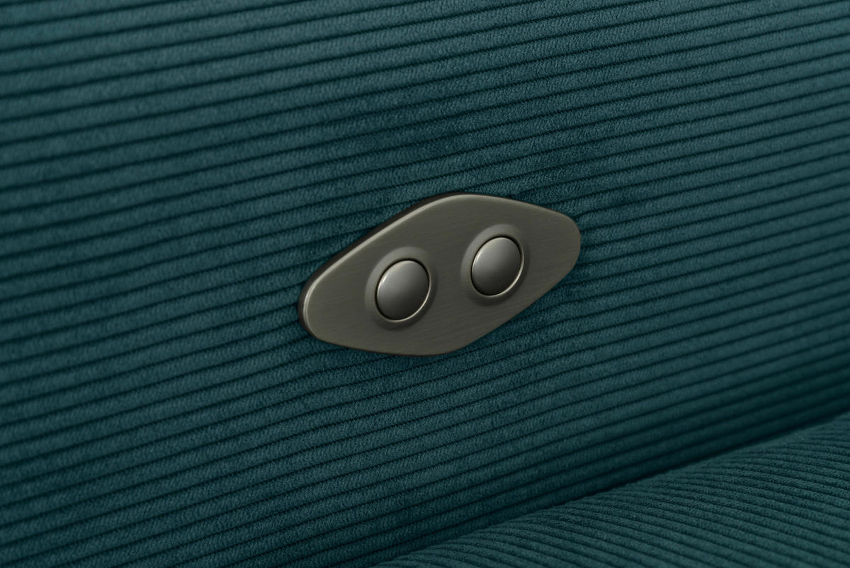 ECKSOFA Türkis Feincord  - Türkis/Schwarz, Design, Textil/Metall (280/205cm) - Xora