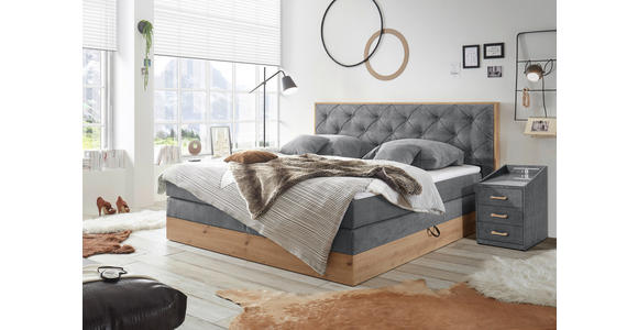 BOXSPRINGBETT 180/200 cm  in Grau, Naturfarben  - Naturfarben/Grau, KONVENTIONELL, Kunststoff/Textil (180/200cm) - Esposa