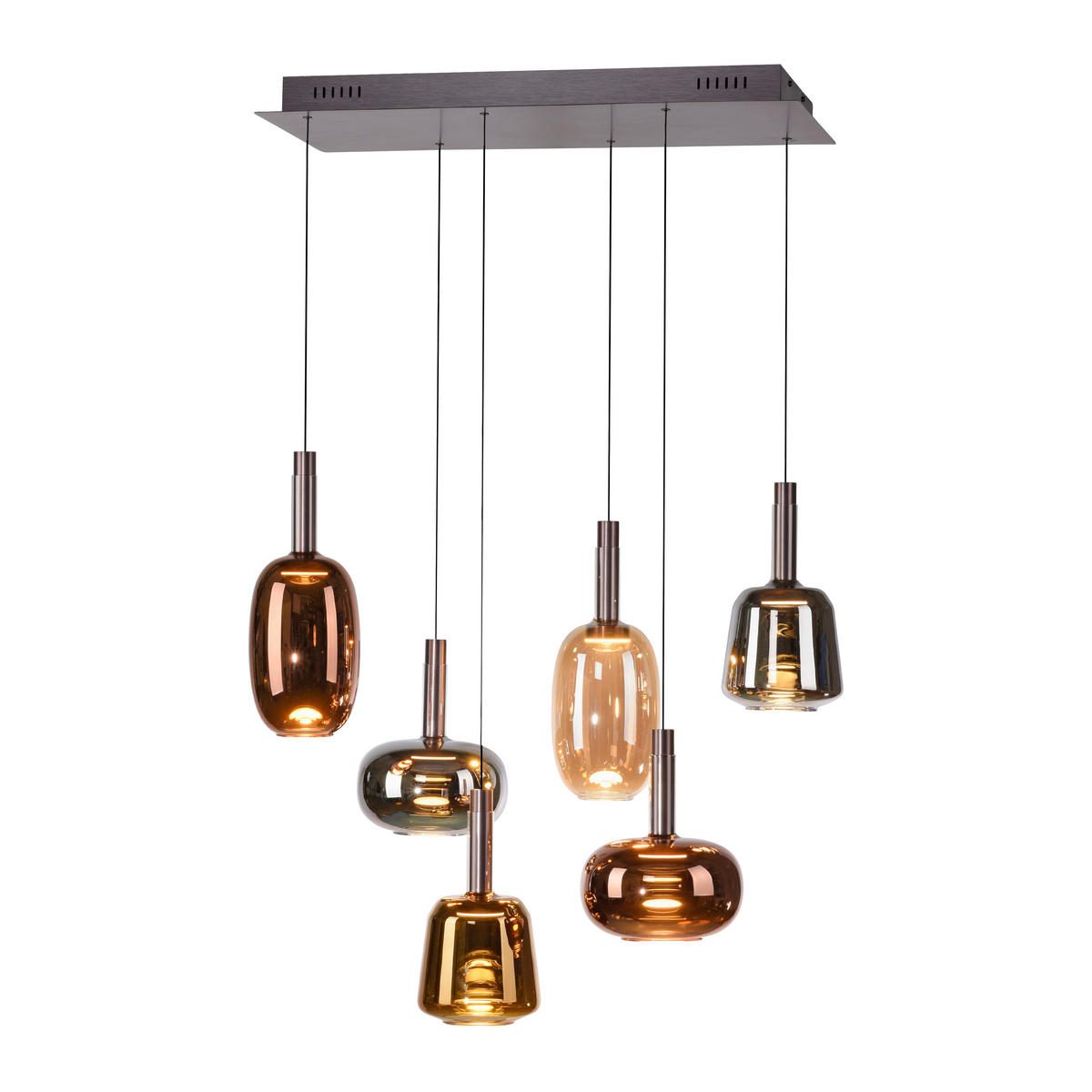 LED-HÄNGELEUCHTE 90/42/200 cm   - Hellbraun, Basics, Glas/Metall (90/42/200cm) - Paul Neuhaus