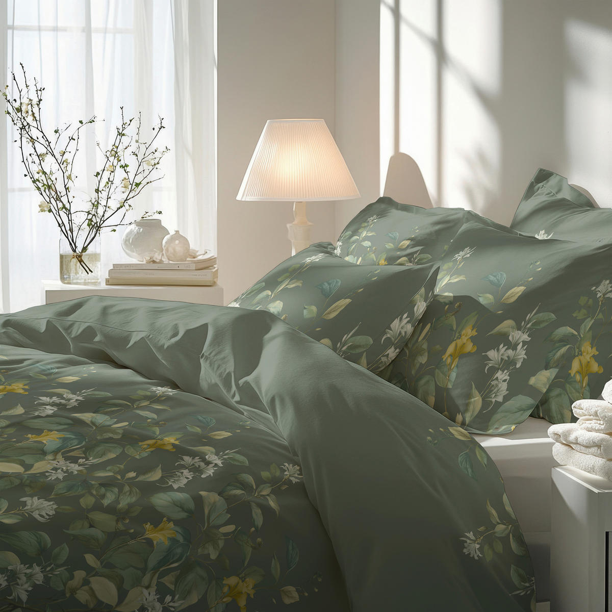 BETTWÄSCHE 2-teilig Satin 140/200 cm  - Dunkelgrün, Basics, Textil (140/200cm) - Florella