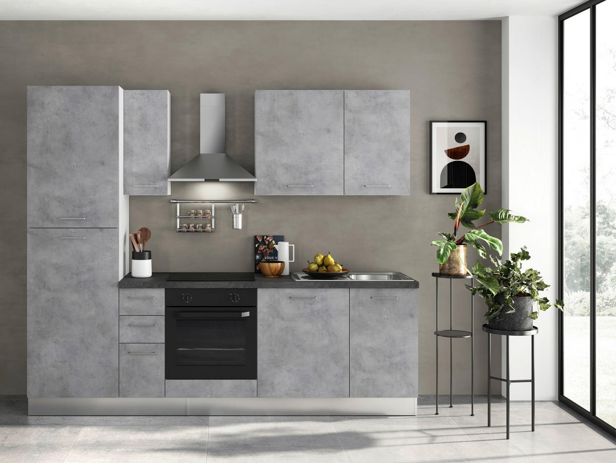 KÜCHENBLOCK 255 cm   in Hellgrau  - Dunkelgrau/Hellgrau, MODERN, Holzwerkstoff/Kunststoff (255cm) - MID.YOU